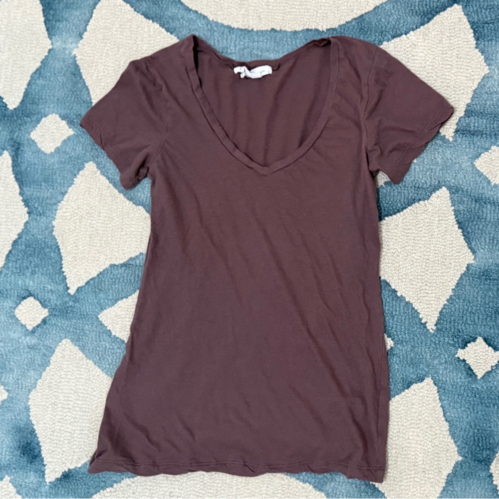 BCBGeneration Short Sleeve V-Neck Top in Brown